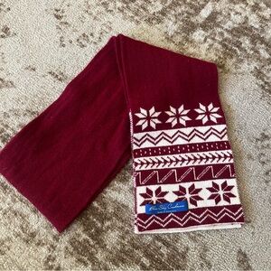 Cashmere Nordic Fair Isle Scarf Mongolian red and white